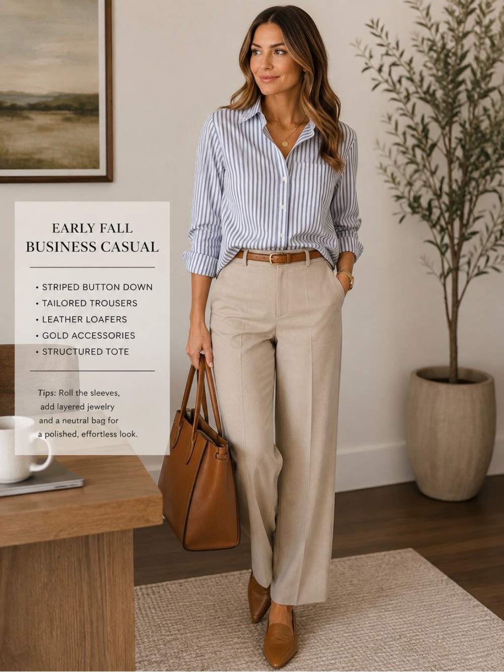 H&M Blue and White Striped Button-Down Shirt